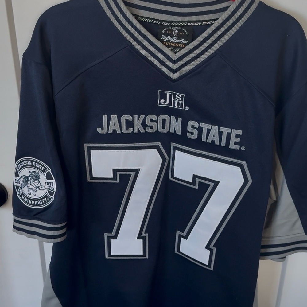 Jackson State Tigers Navy Jersey with White 77